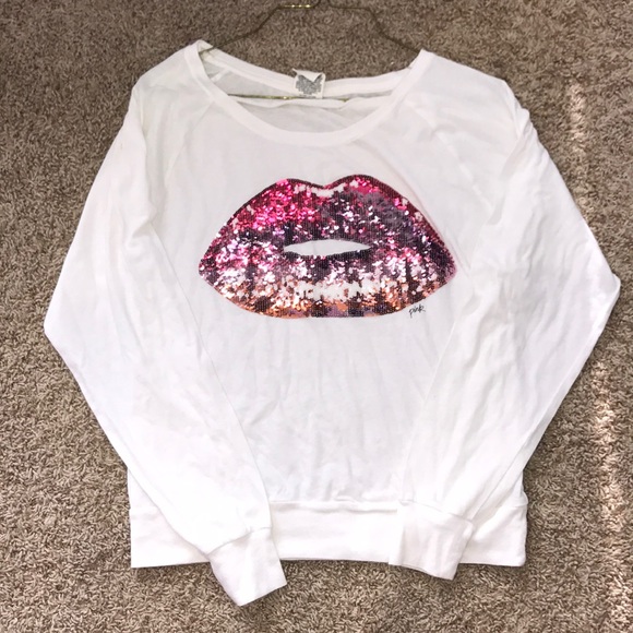 PINK Victoria's Secret Tops - Victoria's Secret sequin lips shirt